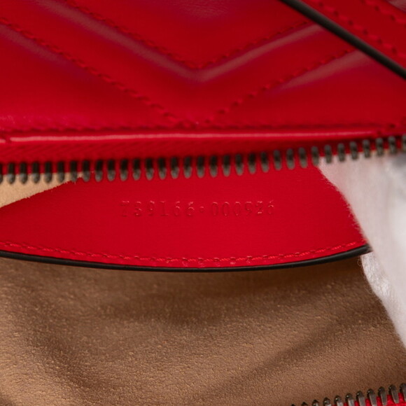 GUCCI Red Leather GG Marmont Shoulder Bag - Picture 6 of 7